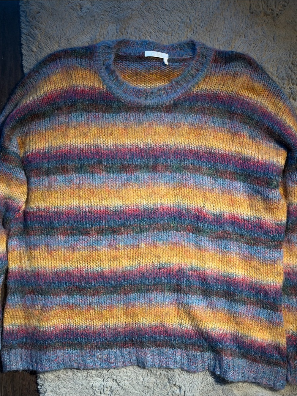 Chloe Multicolor Mohair Striped Crewneck Sweater - Picture 1 of 6